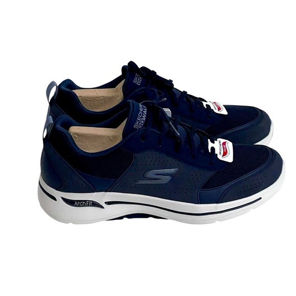 New! Mens Skechers Ultra Go Arch Fit Walking Shoes 11.5 Lace Up Sneakers Navy - Picture 4 of 13